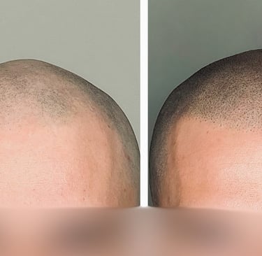 avant après d'une tricopigmentation en effet rasé pour une calvitie prononcée