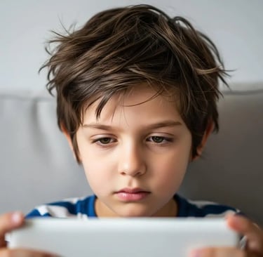 A child watching mobile relentlessly illustrating high screen time effects.