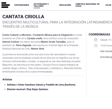 Eloy Rojas Quintero dirige concierto sinfónico coral en el Centro Cultural La Moneda