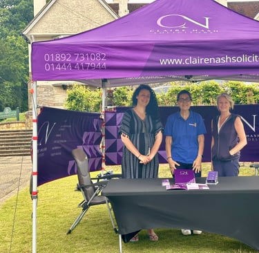 The team at Crowborough Golf Day. Purple gazebo