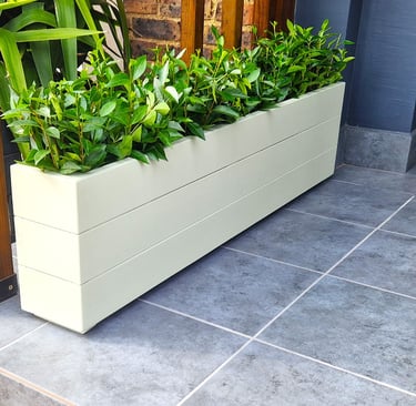 Window flower box planter made to size painted in colour solid wood long narrow trough plant box 