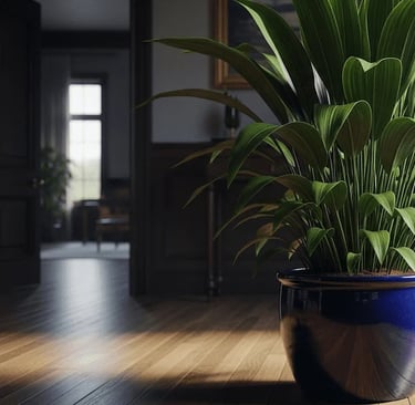 Una frondosa planta Aspidistra elatior (Planta de Hierro Fundido) con sus largas hojas verde oscuro