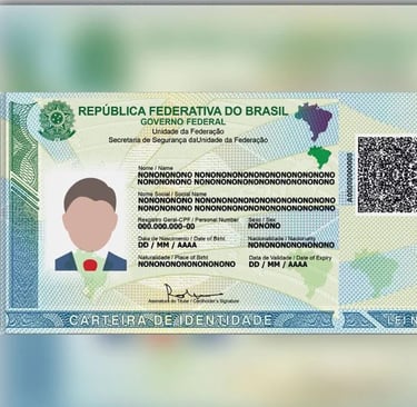 Novo modelo da carteira de identidade nacional (RG) com CPF integrado