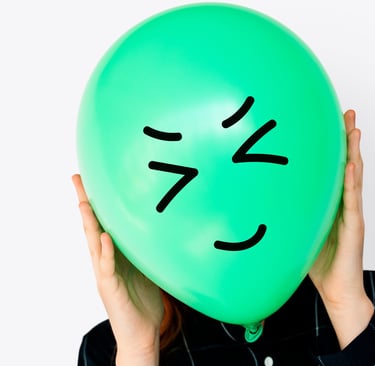 face covered with happy emotion