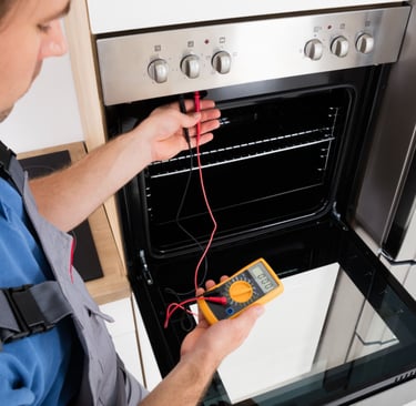a man in a blue shirt is holding a multi - function metered multi -