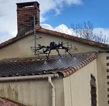 démoussage toiture avec utilisation d'un drone