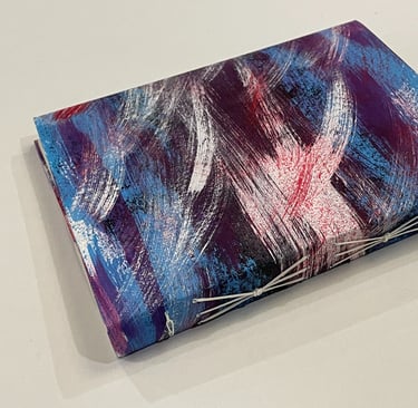 Soft cover journal with decorated spine and link stitch