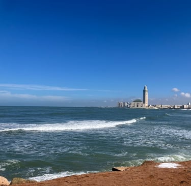 Sea and Hassan Mosque View, Casablanca Morocco 
