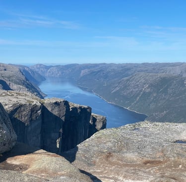 The walk up to Kjerag the highest peak around Lysefjorden and then on to the Kjeragbolten, Norway