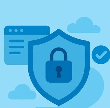 a blue shield shield with a lock and a padlock on it