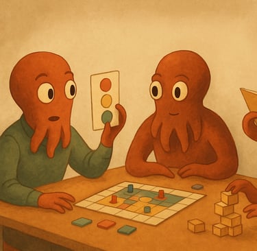a group of octopuss playing a game of board games