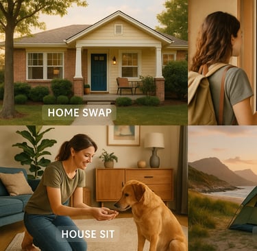 Alternative cheap accommodations including home swapping, Couchsurfing, house sitting, and camping for budget travelers