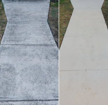 Image of Refresh Property Services after pressure washing a sidewalk in san antonio, TX. 