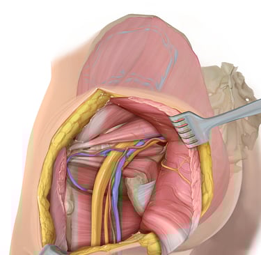 Sciatic Nerve Exposure, Gluteus medius m.; Gluteus minimus m.; Piriformis m.; Gemellus superior m.; 