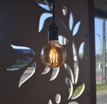 IMAGEM COM PORTA DE PVC COM DESENHO E FLOR E COM VIDROS JUNTO COM UMA LAMPADA
