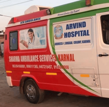 An image showing an ambulance of Sharma ambulance service in Karnal
