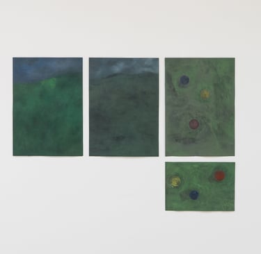 Lotte-Leerschool-Landscape- and Formstudies (clowning), 2025, Gouache and Gesso on Paper, variable s