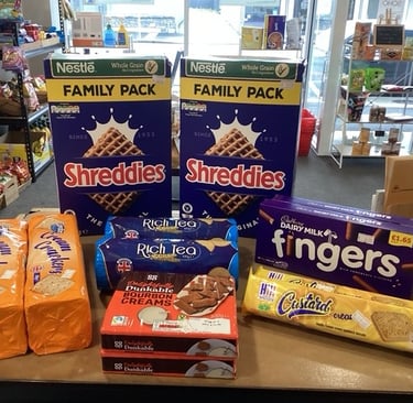 a variety of sweets in a store
