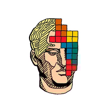 dibujo de cabeza con bloques de tetris