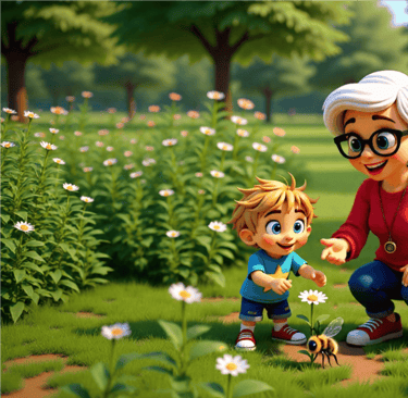 Nanny and Alvey by a bee