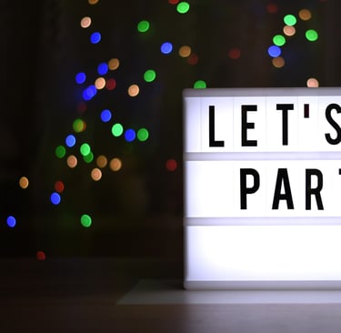 a light board that reads let's party