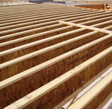Framed home with floor joist layed out and installed