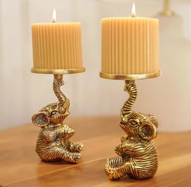 Elephant shape candle holder made up with brass