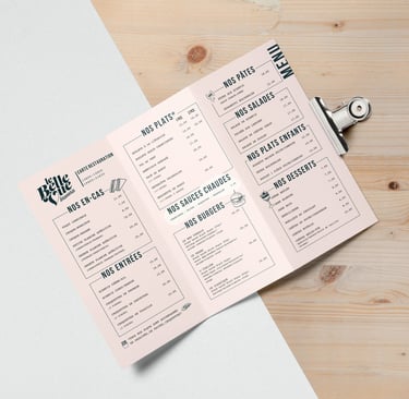 Menu Belle Vue Esneux - par Soleado studio - graphiste Liège