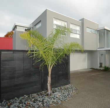 new modern box, plaster home, subdivision, pool