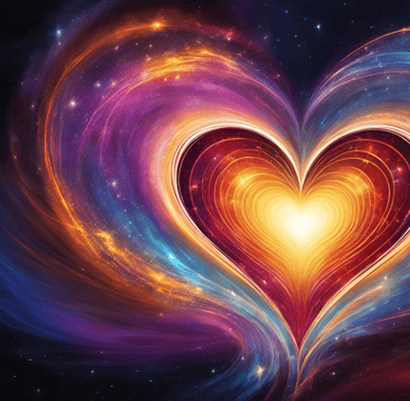 Radiant light emanating from a glowing heart, symbolizing the energy of unconditional love 