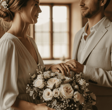 Mains unies et alliances dorées, inspiration pour mariage petit budget élégant