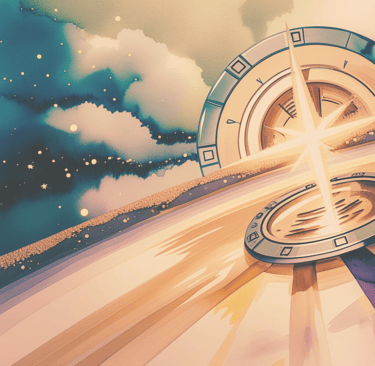 A shining compass pointing north to the stars