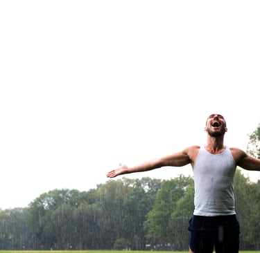 Healthy Man Looking Up