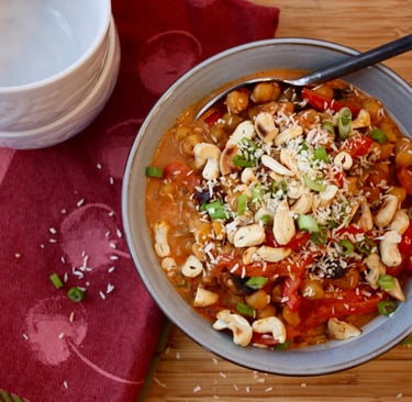 chickpea curry with coconut and cashews