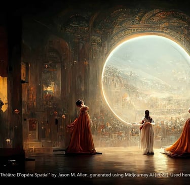 Theatre D'opera Spatial" by Jason M. Allen, generated using Midjourney Al (2022). AI wins painting award with this picture