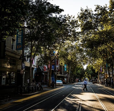 sunny street photograph in downtown sacramento california
