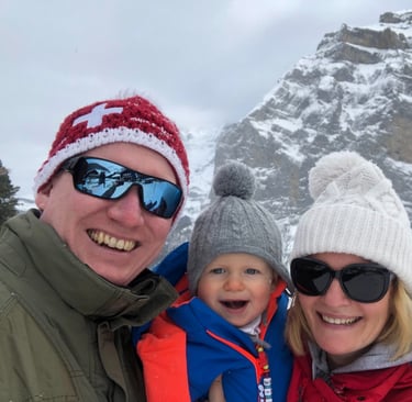 Family on the mountain in Murren, Switzerland