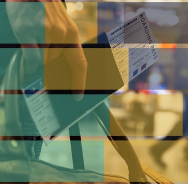 image of an air ticket overlayed with a bar graph to symbolise AI in travel