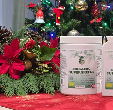 two bottles of organic supergreens