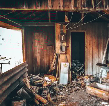 Very messy home with trash in it