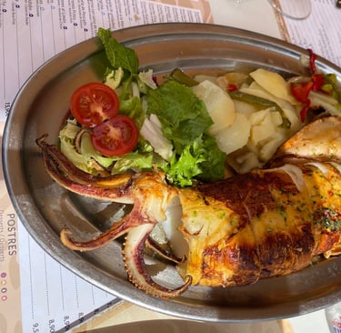 Grilled squid Malaga Beach Spain