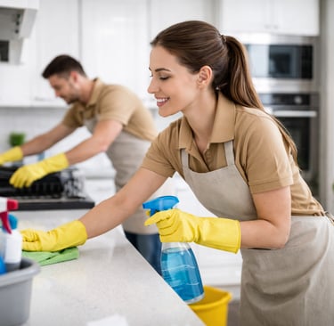MaidsElite cleaner performing deep house cleaning service