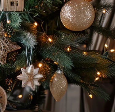 a christmas tree with a rustic charm