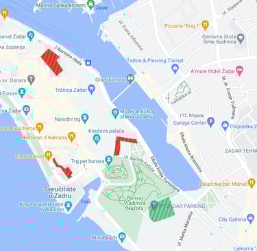 A map of Zadar, showing parking in Zone 4