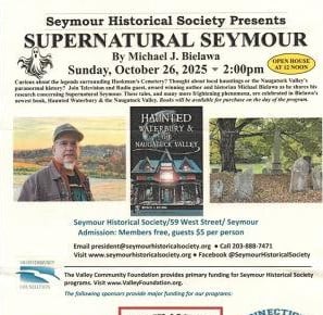 Supernatural Seymour flyer for the program at Seymour Historical Society