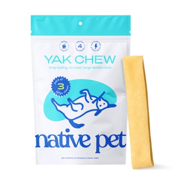 Native Pet Yak Chews for dogs made with organic yak and cow milk to support dental health