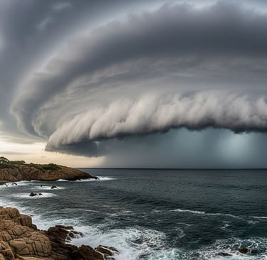Impresionante nube de tormenta tipo DANA (gota fría) formándose sobre el mar Mediterráneo frente a la costa de Cataluña, most