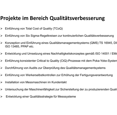 Expertenwissen im Bereich Qualitätsverbesserung