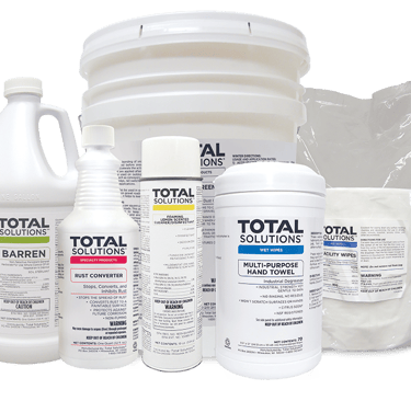 a group of bottles of total solution solution