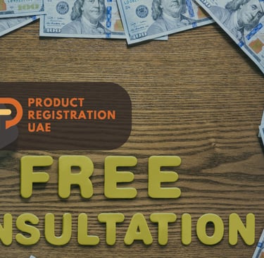Product Registration UAE Logo with Free Consultation background